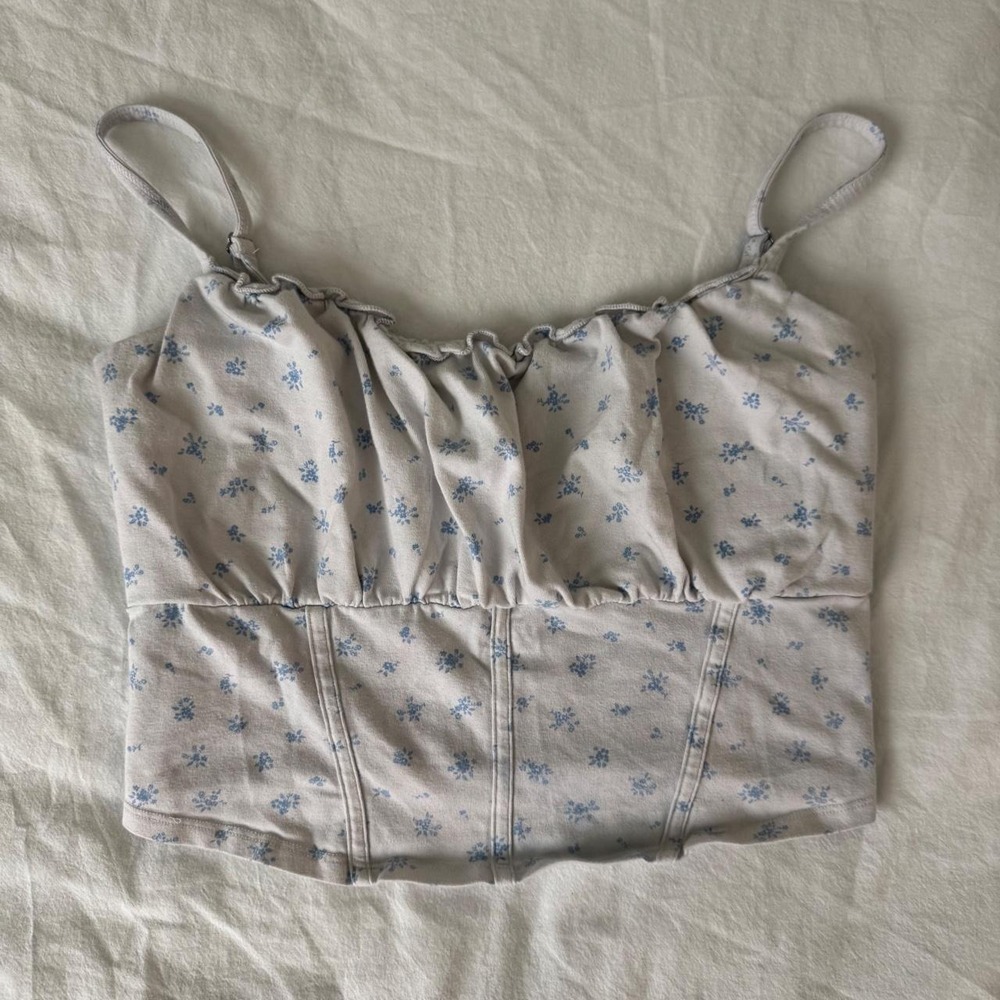 Hollister white floral corset tank